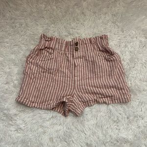 🍁 Pink and White Stripe Paperbag Shorts